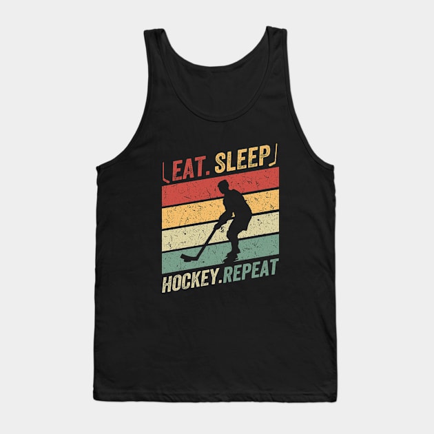 Eat Sleep Hockey Repeat Retro Tank Top by baggageruptured